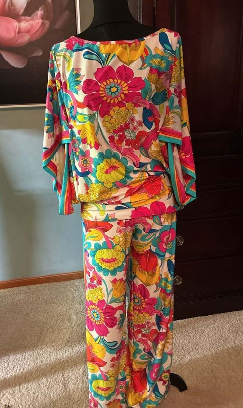 Trina Turk Fontaine Tunic Pant Set Multi Floral Sz L A804